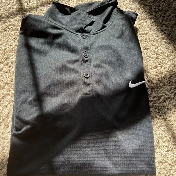 NIKE DRI-FIT BLACK MEN'S POLO T-shirt Size XL Mesh 3 button - Picture 8 of 8